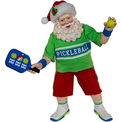 Kurt Adler 10-inch Fabriché Santa Playing Pickleball In Green