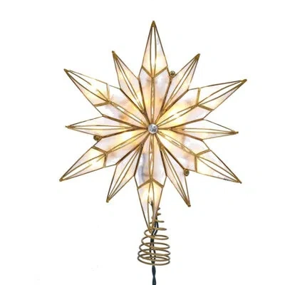 Kurt Adler 10-light 12-point Capiz Star And Center Gem Tree Topper In Multicolor