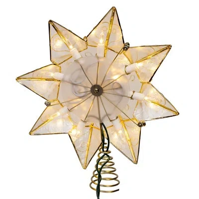 Kurt Adler 10-light Led Capiz With Scroll Accents Star Tree Topper In White
