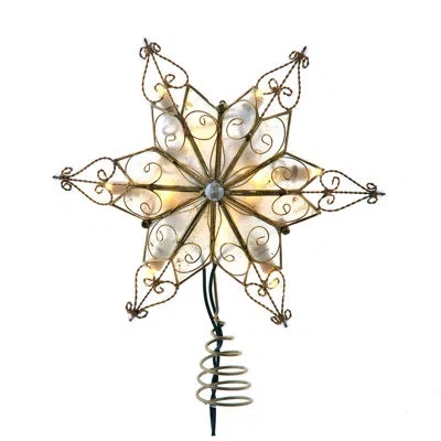 Kurt Adler 10-light Led Star With Twisted Scroll Accents Tree Topper In White