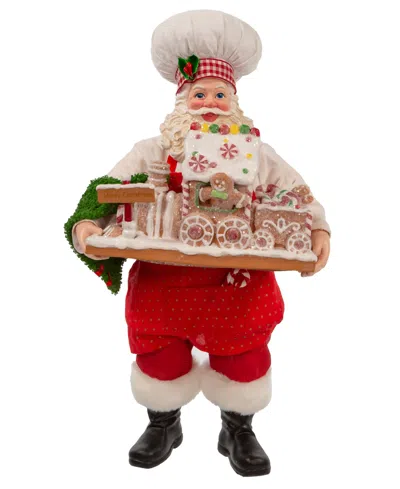 Kurt Adler 11" Fabriche Santa With Gingerbread Train In Multicolored