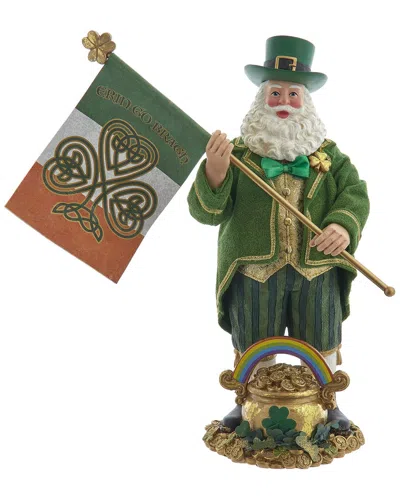 Kurt Adler 11-inch Fabriché Musical Irish Santa In Green