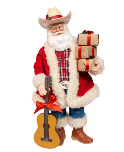 Kurt Adler 11-inch Fabriche Western Santa With Guitar In Red