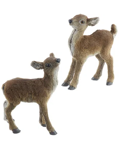Kurt Adler 11-inch Standing Deer Tablepiece Set In Brown