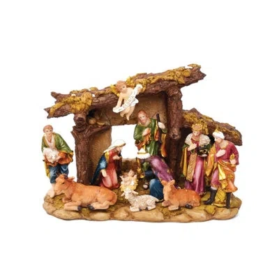 Kurt Adler 11 Piece Figures And Stable Nativity Set In Multicolor