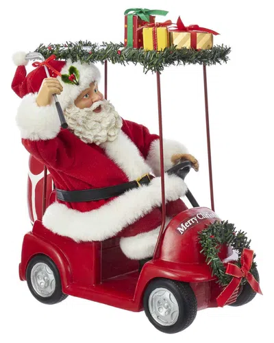 Kurt Adler 11.25-inch Fabriché Santa Driving Golf Cart In Red