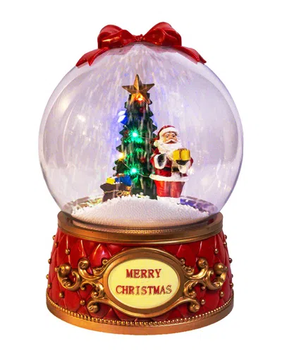 Kurt Adler 11.4in Battery Operated Musical Led Santa & Tree With Swirling Snow  Christmas Ball Table In Multi