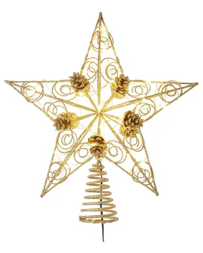 Kurt Adler 11.75in 30l Fairy Lite Star Tree Topper In Gold