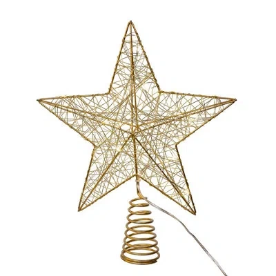 Kurt Adler 11.8-inch Battery Operated 5-point Metal Star Tree Topper In White