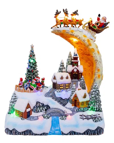 Kurt Adler 11in Battery Operated Lighted Usb Santa On Sled With Deer Table  Piece In Multi