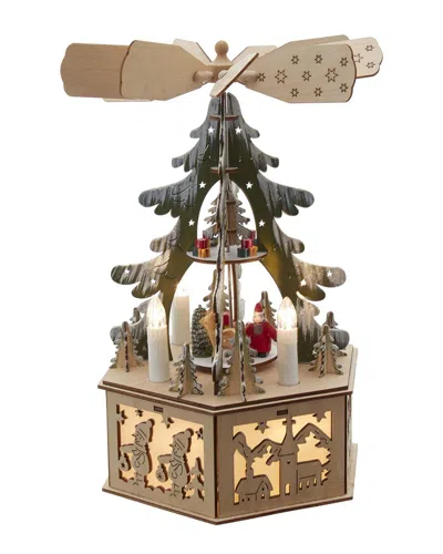 Kurt Adler 11in Lit Tree Scene & Windmill Tablepiece In Multicolor