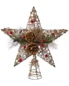 Kurt Adler 11in Natural Star W/pinecones Treetop In Brown