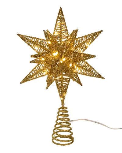 Kurt Adler 11in Pre-lit Twinkling Led 60-light Gold Starburst Tree Topper