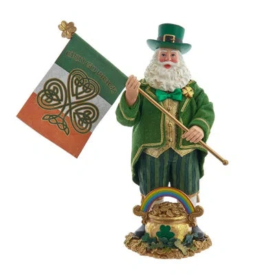 Kurt Adler 11-inch Fabriché Musical Irish Santa In Green