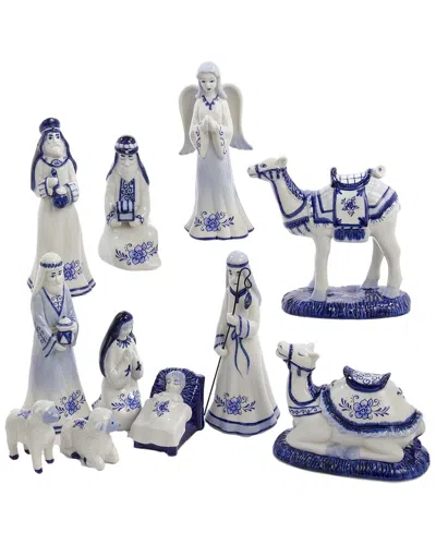 Kurt Adler 11pc Delft Christmas Nativity Set