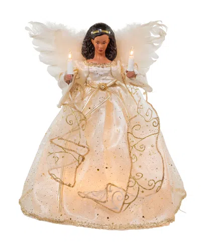Kurt Adler 12" 10-light African American Angel Treetop In Ivory
