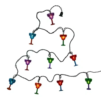 Kurt Adler 12' 10-light Margarita Glass With Green Wire String Lights In Multi