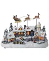 Kurt Adler 12-inch Battery Operated Musical Led Village With Santa & Deer