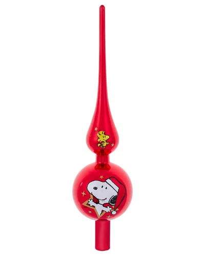 Kurt Adler 12-inch Snoopy Glass Tree Topper In Red