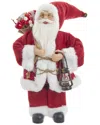 Kurt Adler 12-inch Standing Christmas Santa With Sack & Lantern In Red