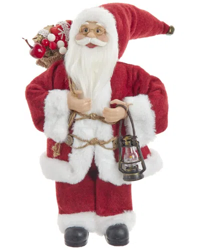 Kurt Adler 12-inch Standing Christmas Santa With Sack & Lantern In Red