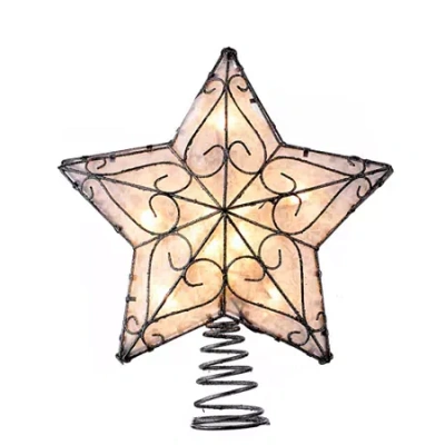Kurt Adler 12" Metal Trimmed Capiz Star Lighted Treetopper In Multi