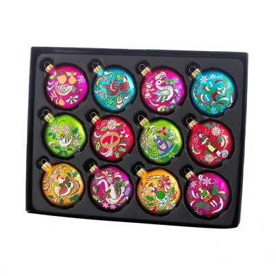 Kurt Adler 12 Piece 12 Days Christmas Ball Ornament Set