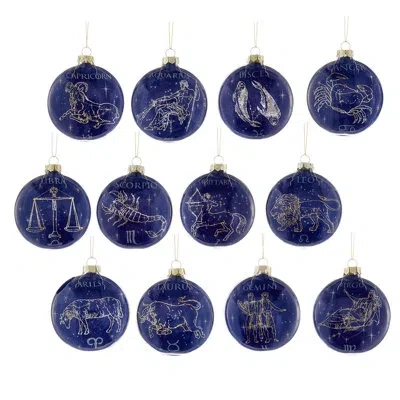 Kurt Adler 12 Piece Glass Zodiac Ball Ornament Set