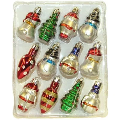 Kurt Adler 12 Piece Miniature Shatterproof Hanging Figurine Ornament Set