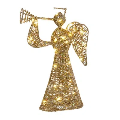 Kurt Adler 12in Warm White Twinkle Led Gold Angel Tree Topper In Multi