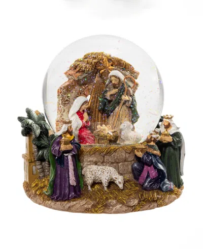 Kurt Adler 120mm Musical Nativity Water Globe In Brown