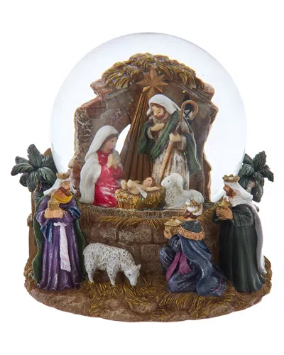 Kurt Adler 120mm Musical Nativity Water Globe In Brown