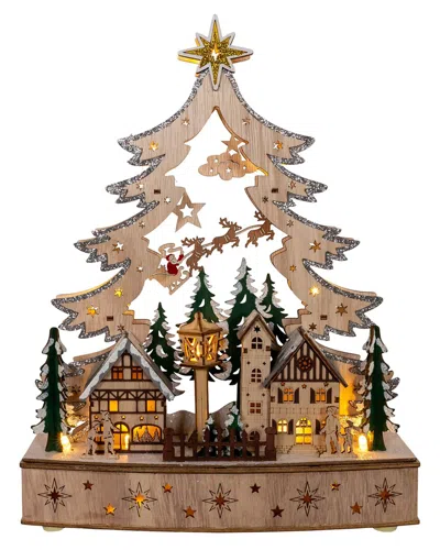Kurt Adler 12.6in Battery Operated Lighted Christmas Tree Village In Brown