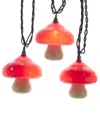 Kurt Adler 12ft Ul 10-light Mushroom Light Set With Green Wire In Red