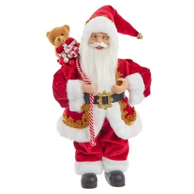 Kurt Adler 12-inch Standing Christmas Santa With Sack In Red