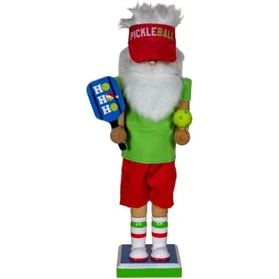 Kurt Adler 12-inch Wooden Pickleball Nutcracker In Green