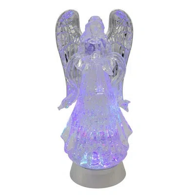 Kurt Adler 13.25-inch Battery-operated Usb Led Lighted Angel With Horn Water Globe In Clear