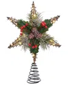 Kurt Adler 13.5-inch Battery Operated Lighted 6-point Rattan Star Tree Topper In Multi