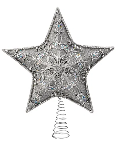 Kurt Adler 13.5in Silver Star Treetop In Gray