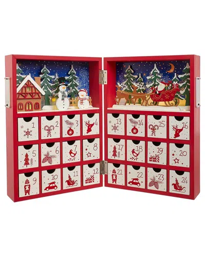 Kurt Adler 13in Battery Operated Lighted Wooden Christmas Advent Calendar In Red