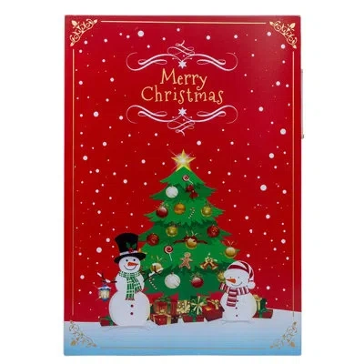 Kurt Adler 13-inch Battery Operated Lighted Wooden Christmas Advent Calander In Red