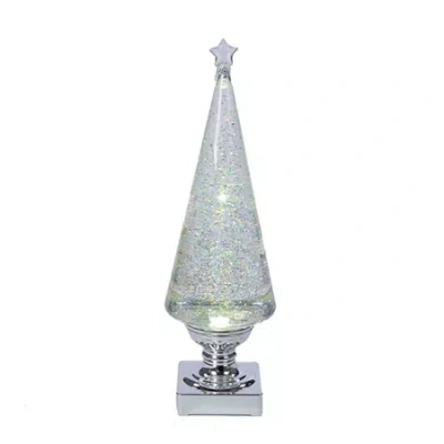 Kurt Adler 14" Battery-operated Clear And Silver Lava Led Lighted Christmas Tree In White