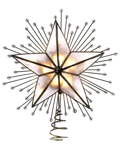 KURT ADLER KURT ADLER 14-INCH 10-LIGHT 7-POINT LED GOLD GLITTERED STAR TREE TOPPER