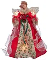 Kurt Adler 14-inch Ul 10-light Red & Green Angel Tree Topper In Multi
