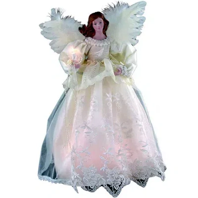Kurt Adler 14.5" Ivory Angel Lighted Christmas Tree Topper In Pink