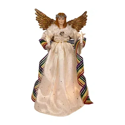 Kurt Adler 14in 10-light Pride Angel Christmas Tree Topper In White