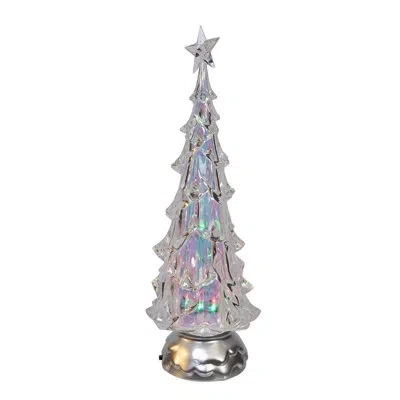 Kurt Adler 14-inch Battery-operated Rgb Led Lighted Animated Spinning Tree In Clear