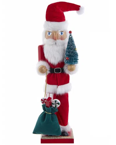 Kurt Adler 15-inch Santa With Gifts & Tree Nutcracker In Red