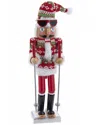 Kurt Adler 15-inch Ski Santa With Christmas Sweater Nutcracker In Red