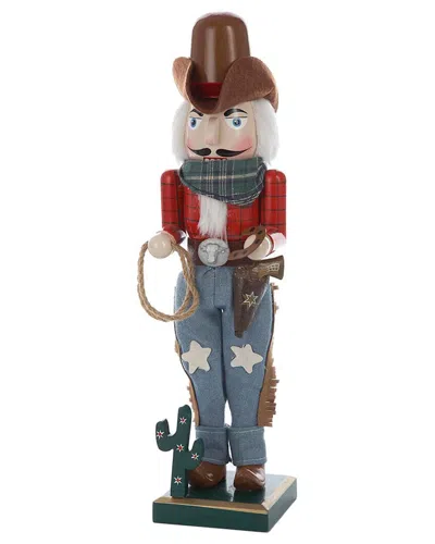 Kurt Adler 15-inch Wooden Cowboy Nutcracker In Multi
